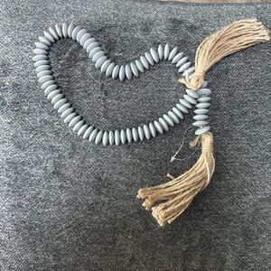 Gray Beaded Garland Home Decor Mango Wood NEW